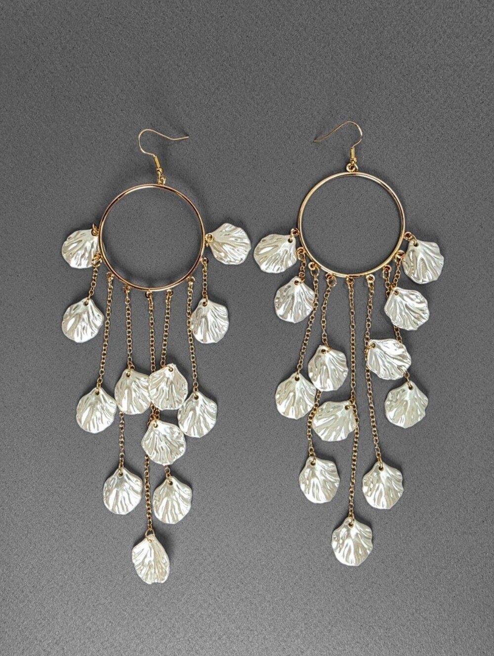 Shells Boho Chandellier Earrings Acrylic Beaded Jewelry - Picture 2 of 2